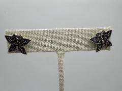 Vintage Marcasite Butterfly Small Stud Earrings Silver Tone Pierced Unbranded