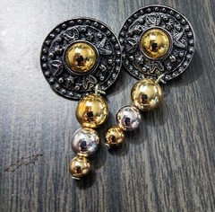 Vintage Silver and Gold Tone Dangle Earrings with Post Backs for Pierced Ears
