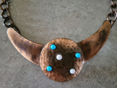 Vintage Handcrafted Copper Dotted Bib Necklace/Choker Unsigned