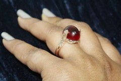 0.66ct Rose Cut Diamond Garnet Victorian Look 925 Silver Anniversary Ring