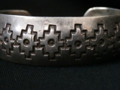 Unique Vintage Sterling Silver Aztec Engraved Cuff Bracelet. Make Offer! #g56
