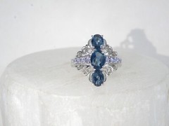 Vintage Sterling Silver 925 Heated London Blue Topaz Tanzanite Ring Size 8