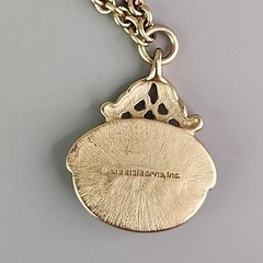 Vintage Liz Claiborne Necklace Faux Watch Fob Pendant Red Gold Tone 31″