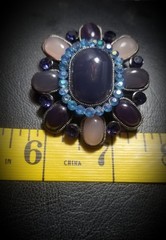 Vintage Silver Tone Purple Rhinestone Open Back Brooch Unmarked Pendant Pin