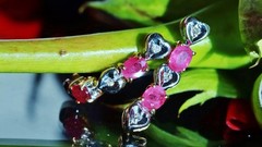 14k multi tone gold 1.03ct natural dia dangle earrings ruby heart treated 2.27gr