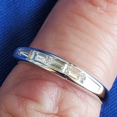 Original EARTH MINED DIAMOND slim Wedding BAND Antique PLATINUM Stacking RING