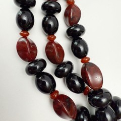 Vintage Monet Glass Stone Cabochon Clasp Multi Strand Resin Beaded Necklace
