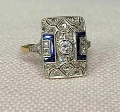 Art Deco Style Round Cut Lab Created Diamond 14K Yellow Gold FN Wedding Ring