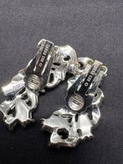 Sarah Coventry Vtg 1950’s Silver Clip-On Earrings Blue Champagne Leaf Climber Rh