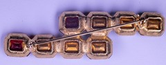 Vintage Rhinestone Brooch Pin Gold Tone 70mm Multi Color Crystal Gemstone