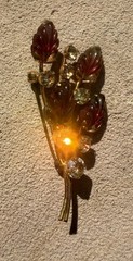 Vintage Austrian Rhinestone Crystal Brooch Pin Gold Tone Floral Wheat Stalk