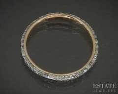 Antique 14k Yellow & White Gold 2.5mm Floral Ladies Wedding Band 2.5g p23641b
