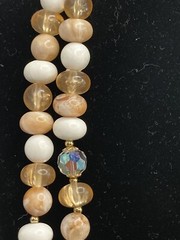 Vintage Coro Creamy Beige Gold Tones AB Beads 2 Strand Necklace