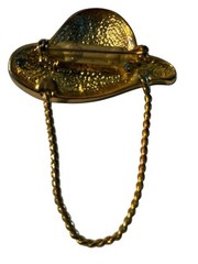 Red Hat Society Brooch Pin Eye Glasses Holder Gold Tone Chain VTG Enamel Shimmer