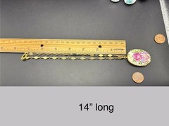 Vintage Oval Rose Pendant Necklace on Vintage Monet Fancy Link Chain