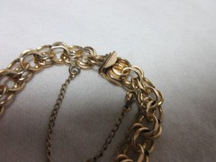 JB 12K GOLD FILLED DOUBLE LINK BRACELET WITH SAFETY CHAIN #23