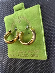 Vintage Solid 14kt Gold Earwire Gold Filled Hoop Earrings 1.34g NOS