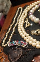 Vintage Jewelry Lot, Pearl Necklaces, Brooches, Slides, Ring, Earrings, 20 Items