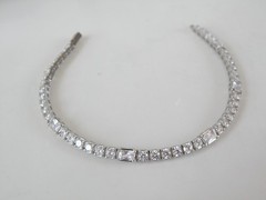 Vintage Sterling Silver 925 Baguette Cubic Zirconia Tennis Bracelet 7″