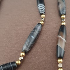 Vintage Tiny Sulaimani Natural Eyes Agate Beads Necklace 24in 6.2–24.2mm