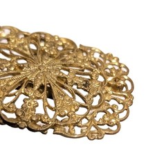 Antique Victorian Brass Sash Slide Buckle Art Nouveau Filigree Gilt Brass