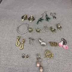 Vintage Earring Lot Clip Ons Pierced Dangle Hoops Judy Lee 15 Pair