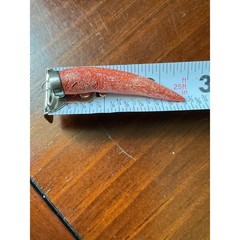 Vintage Sponge Coral Horn Necklace Pendant Red Orange