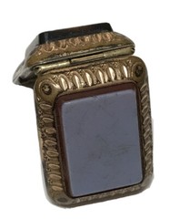 VICTORIAN GOLD FILLED REVERSE CARVED CAMEO GEMSTONE LOCKET CHARM FOB