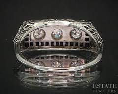 Antique 18k Gold Natural .30ctw Diamond Sapphire Filigree Band Ring 3.1g i20281