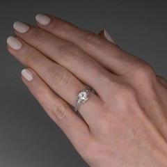 Art Deco Style Round Cut Lab Created Diamond 925 Silver Engagement Bridal Ring