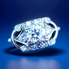 Original EARTH MINED DIAMOND Deco Engagement Ring Solid 14K WHITE GOLD SOLITAIRE