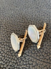 Rolled Gold Plated MOP Mother of Pearl Octagonal Antique Edwardian Vest Buttons