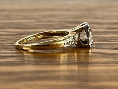 1940’s Vintage 4.2mm Natural Diamond 14K Gold Platinum Hallmark Engagement Ring