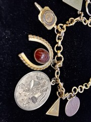 Vintage Story-Telling Charm Bracelet w/ 10 Charms HS College Sororities Wedding