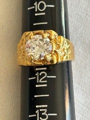 Vintage Ring 18kt H.G.E. with Clear Rhinestones Size 11 1/2”
