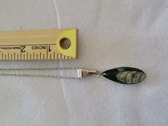 VTG Sterling Silver 925 Orthoceras Fossil Pendant W/ 20″ Rope Chain Necklace