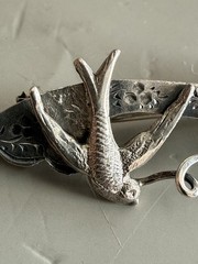 Victorian English Sterling & Rose Gold “Sweetheart” Pin/Brooch, Birmingham 1900