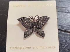 VTG 1980’S FAS MARCASITE & STERLING SILVER BUTTERFLY PIN/BROOCH- COSTUME JEWELRY