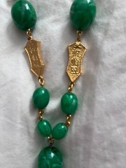 VINTAGE CROWN TRIFARI L’ORIENT ASIAN INSPIRED JADE TASSEL NECKLACE
