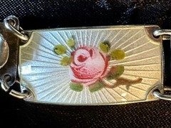 Vintage Finn Jensen Norway Gold Washed Sterling Silver Guilloche Enamel Bracelet