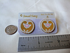 VINTAGE SAMUEL HUANG DESIGNER CLOISONNE RETRO ABSTRACT PINK & GRAY STUD EARRINGS