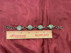 Vintage Green Satin Glass Bead Bracelet Sterling Clasp