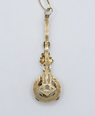 Antique Edwardian Suffragette Lavalier Pendant Necklace 14K Gold Filled Chain