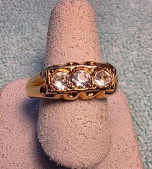 Vintage Uncas 14kt Gold Electroplate 3-Stone CZ Gypsy Ring Band – Men’s 11.25