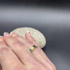 Vintage Siam Enamel Sterling Silver Stackable Band Ring #I195