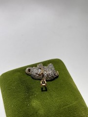 Vintage Antique Ross Simons 18 Karat Gold Over Sterling Silver CZ Elephant Pend.