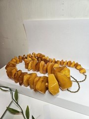 Massive Baltic Amber Bead Necklace 212.62 Grams 38″