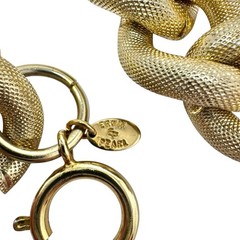 Vintage Erwin Pearl Gold Tone Necklace Large Textured Links Statement
