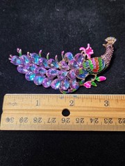 Elegant Vintage Style Rhinestone Multi color Peacock Brooch