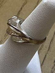 Modernist Sterling Silver 925 Cellini Domed Abstract Twist Wave Ring Size 6